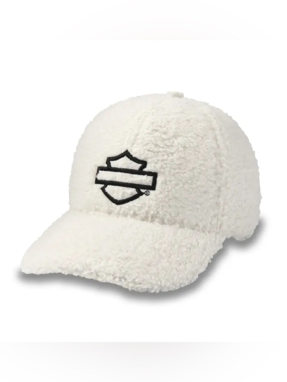 Harley-Davidson Motorcycle Women’s Open Bar & Shield Logo White Sherpa Hat Cap
